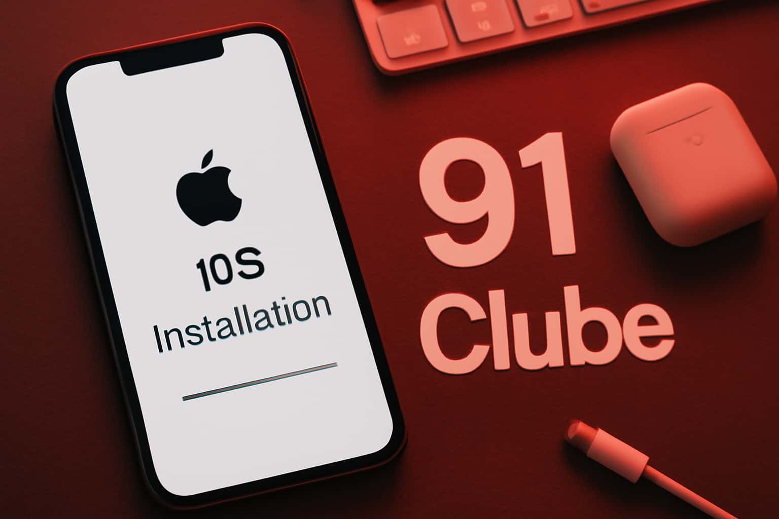 Informational graphic illustrating the steps for 91 Clube iOS installation.