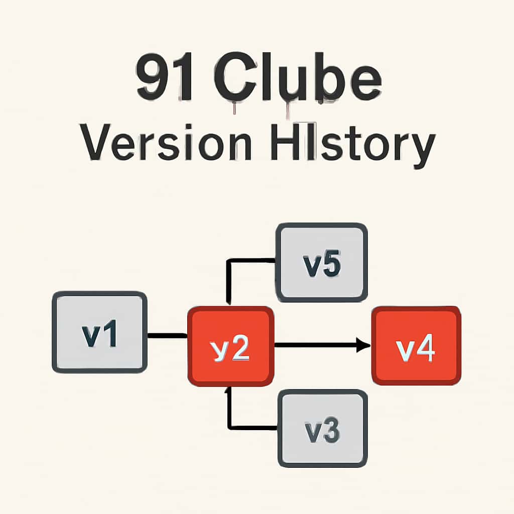 An educational illustration for 91 Clube Version History.