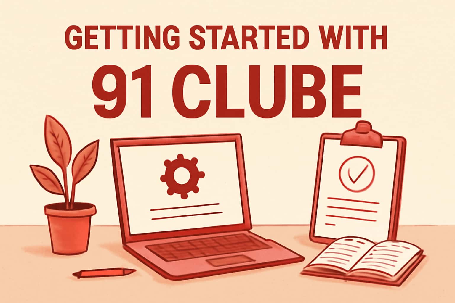 An informative scene featuring the 91 Clube text, demonstrating the app's startup process.
