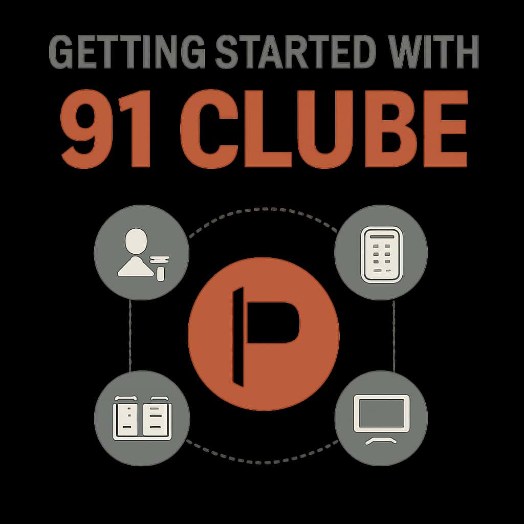 An educational diagram illustrating the installation steps for 91 Clube.