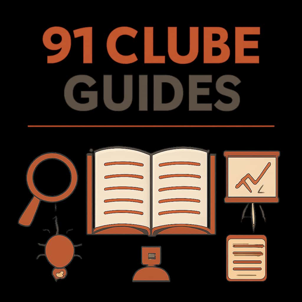 An educational diagram summarizing key aspects of 91 Clube Guides.