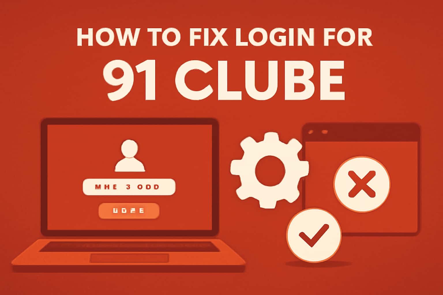 A scene illustrating troubleshooting steps for 91 Clube login issues.