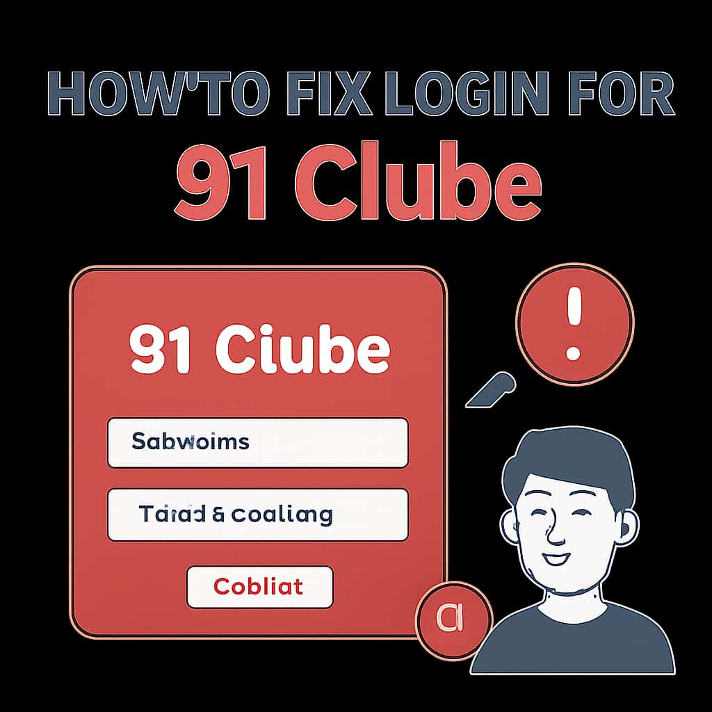 Illustration showing the steps to fix 91 Clube login issues.