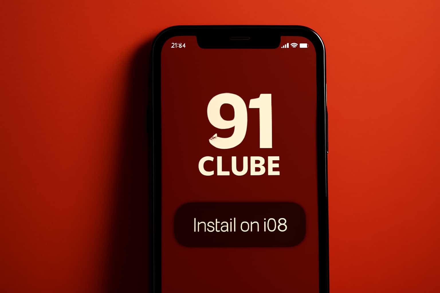 Informational graphic depicting installation process of 91 Clube on iOS.