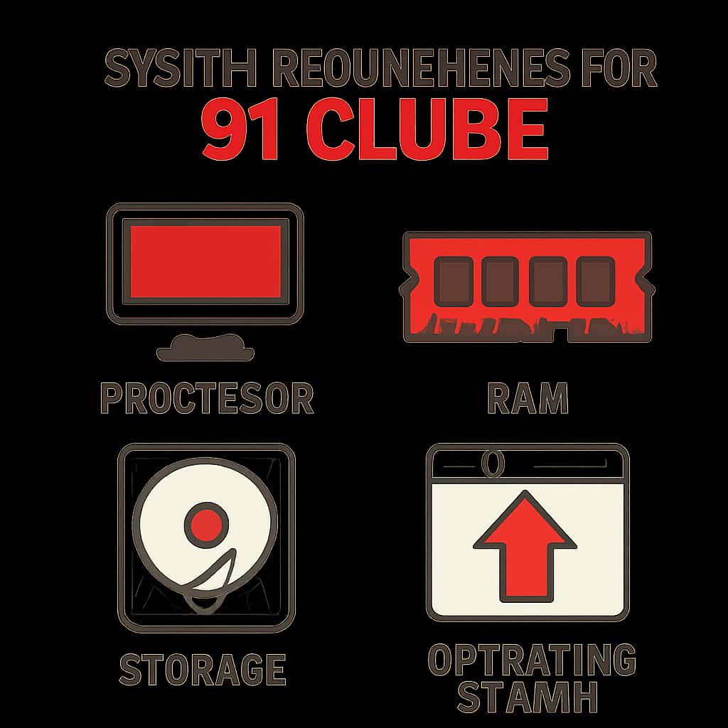 Illustration detailing system requirements for 91 Clube.